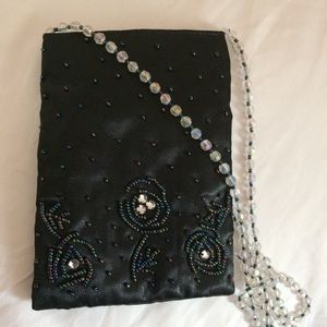 Vintage Black Beaded crossbody purse